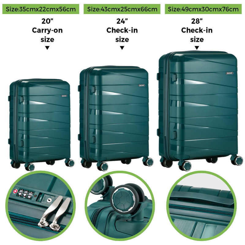 Ultra-Light Deluxe Luggage Set - 28" + 24" + 20"