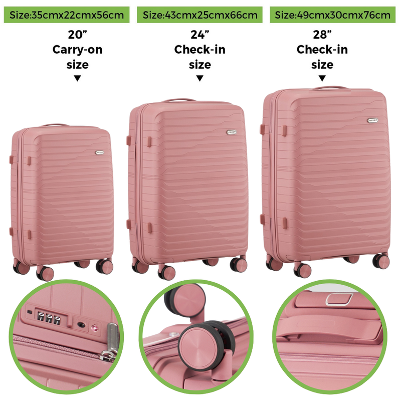 Ultra-Light Deluxe Luggage Set - 28" + 24" + 20"